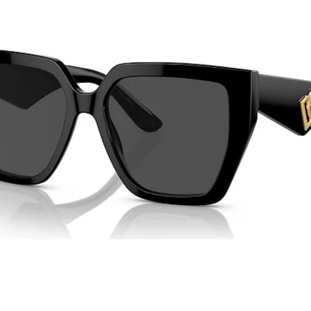 Dolce & Gabbana Black Cat-Eye Sunglasses with Gold Accent